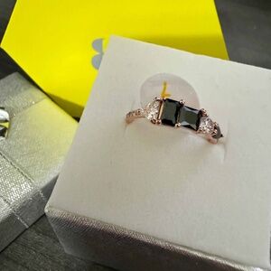 Womens Bomb Party BP Black Onyx Cubic Zirconia Rose Gold Ring Size 7 NWT